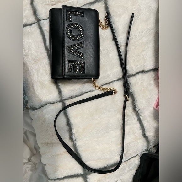 Michael Kors Black and Gold Studded LOVE Crossbody NWOT - Picture 2 of 10